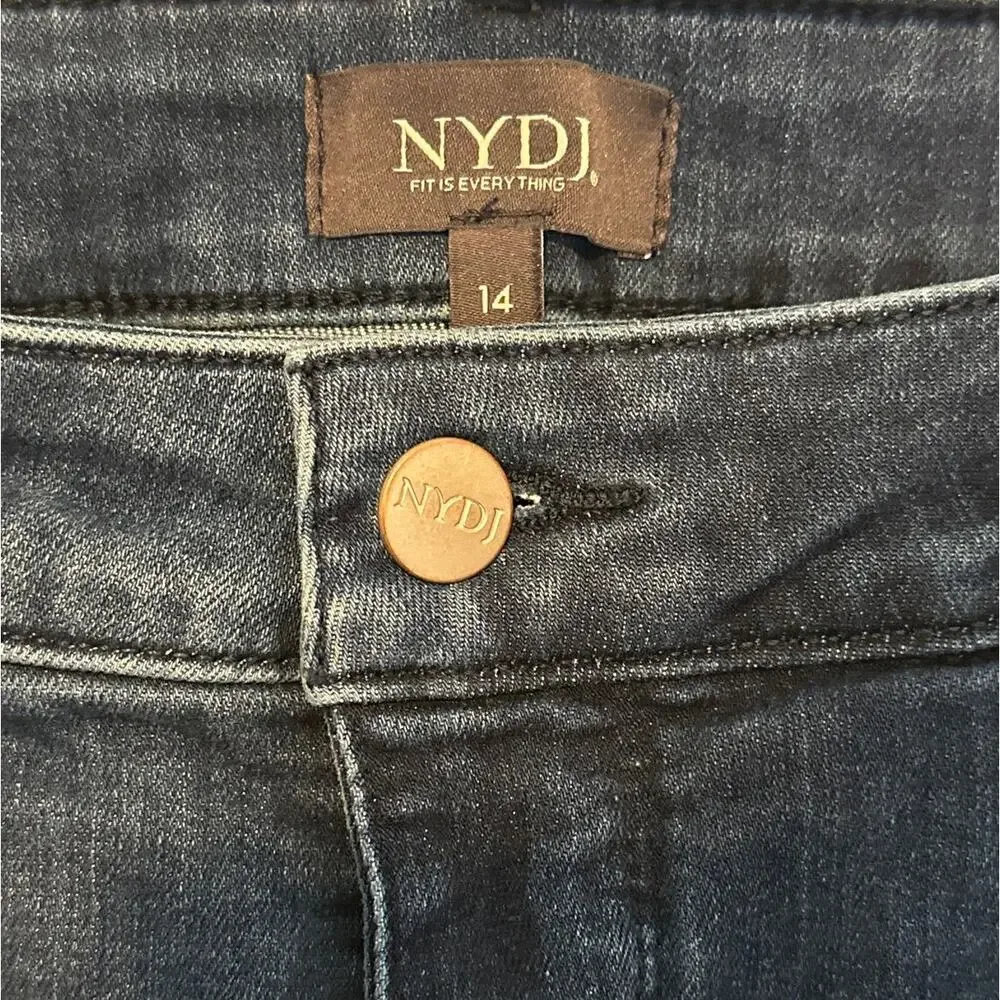 NYDJ Marilyn Straight Leg Jeans Lift Tuck Technology Blue Denim Stretch Sz 14